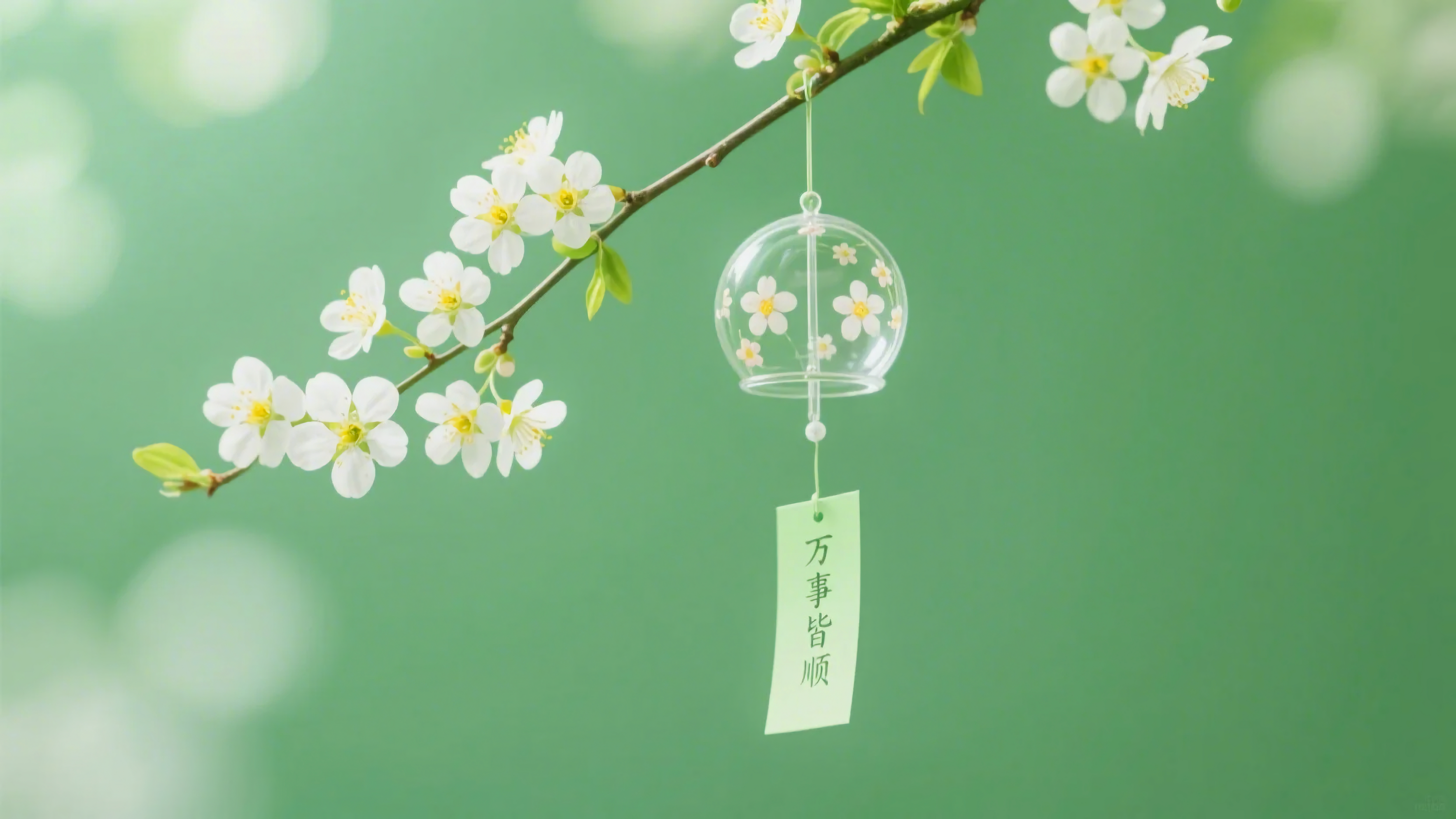 唯美的花枝铃铛万事皆顺