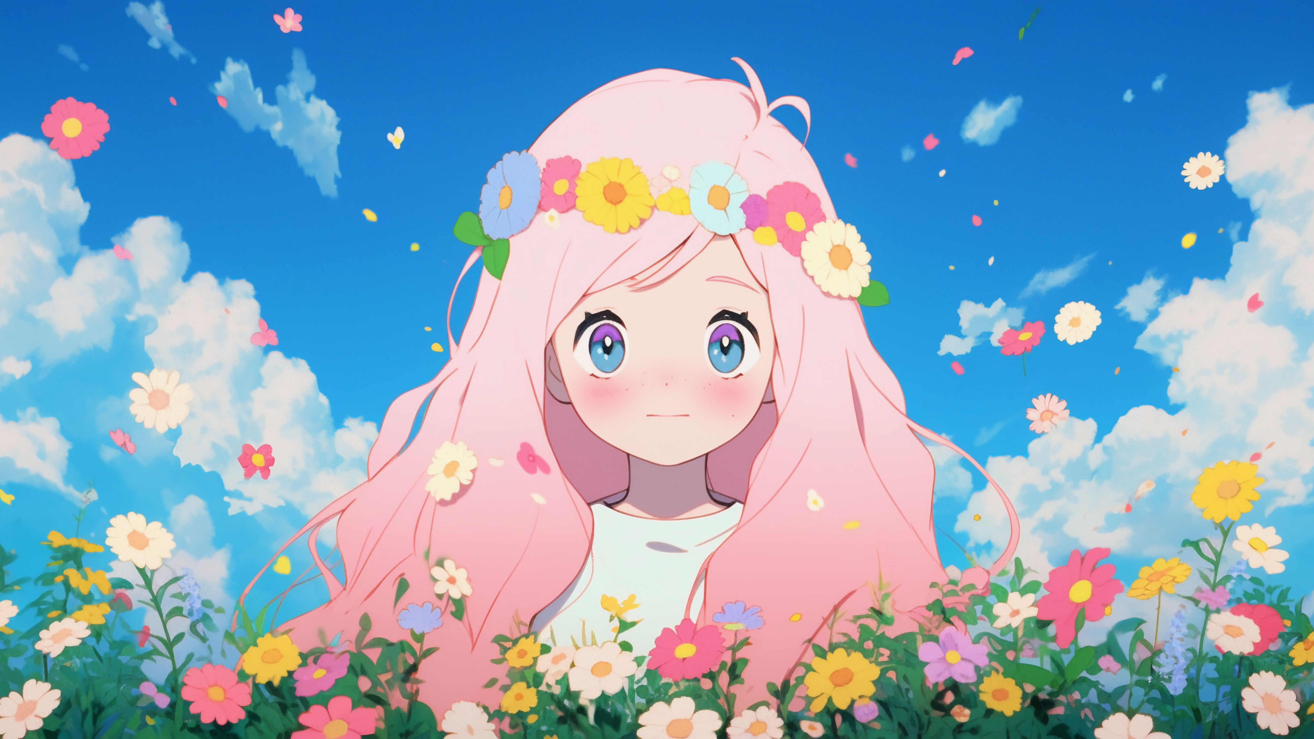 带花环的动漫插画女孩