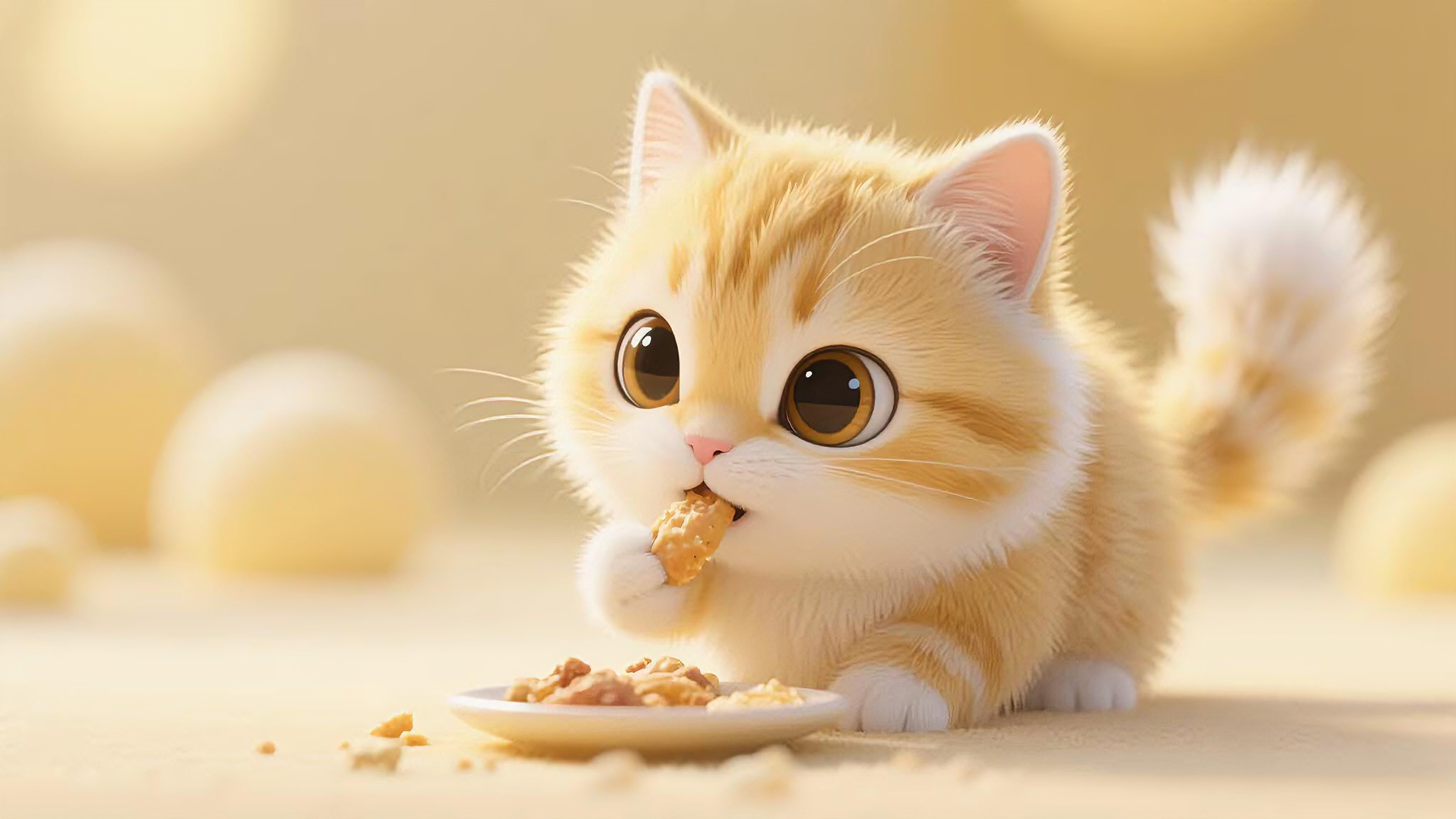 吃饼干的可爱小猫