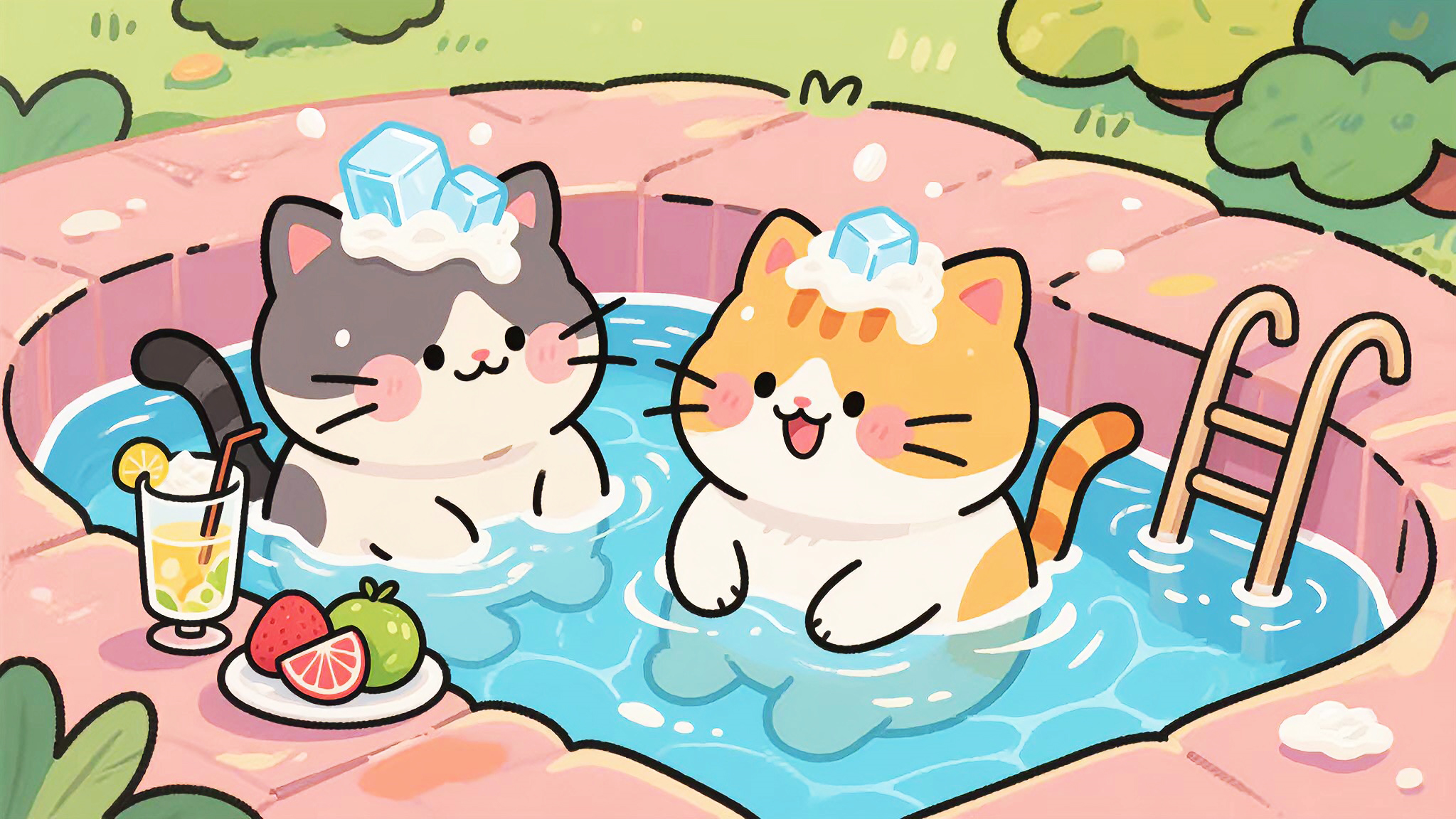 泳池的小猫