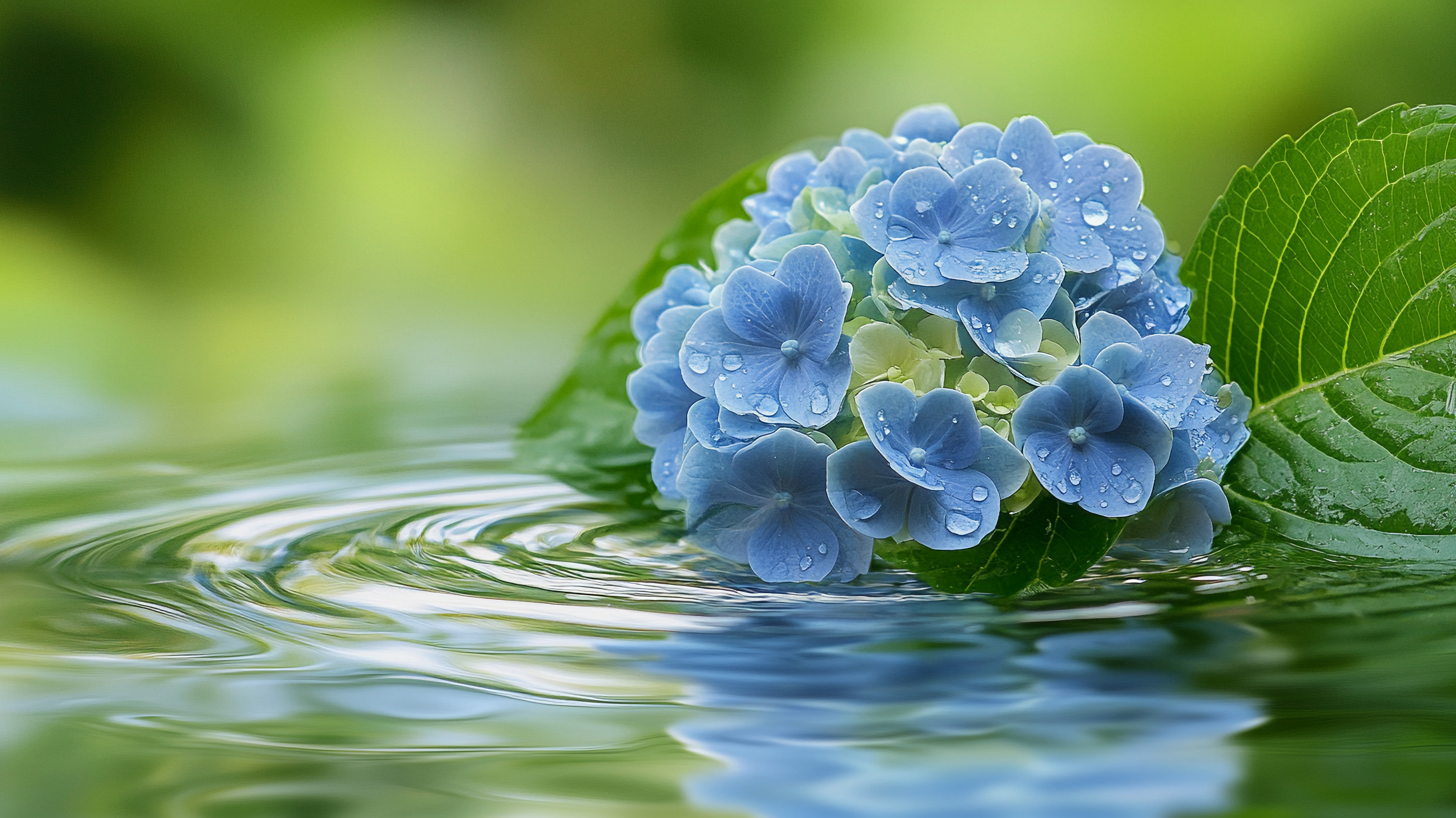 唯美的水上绣球花