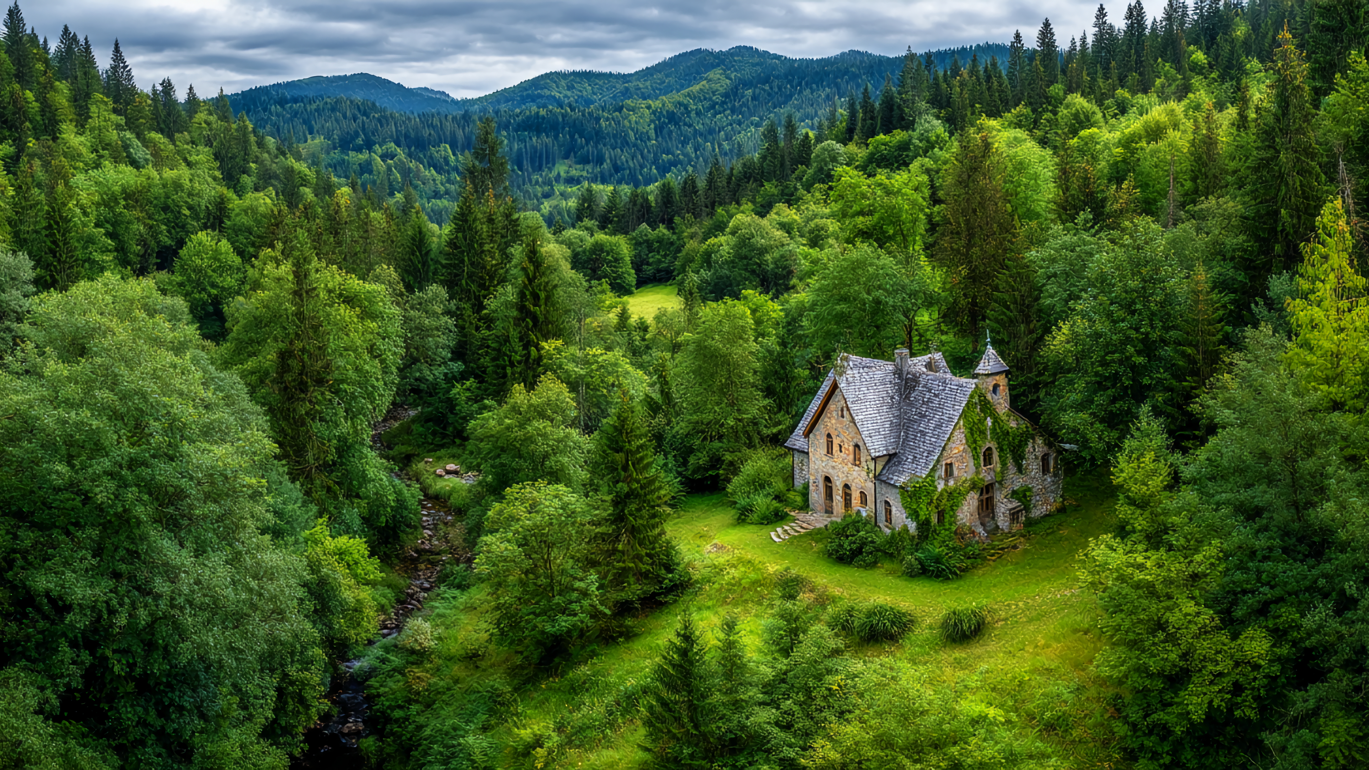 山川小屋美丽风景