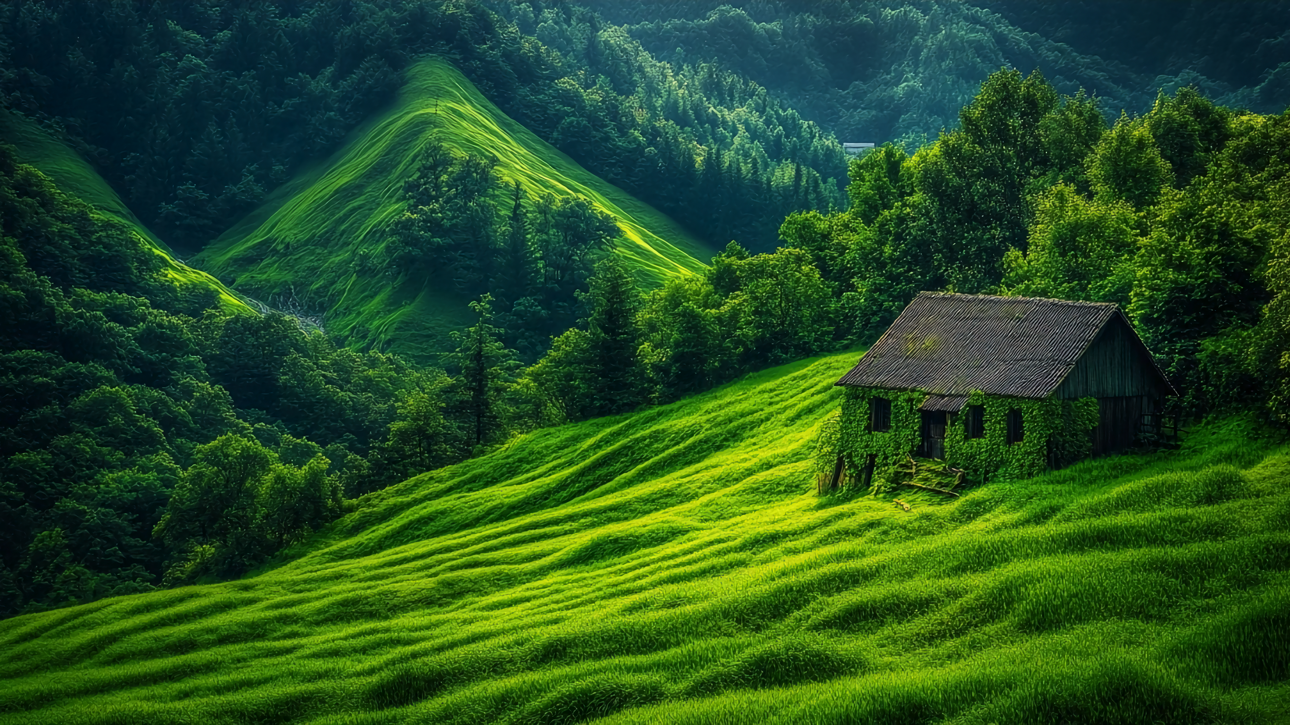 山川小屋美丽风景