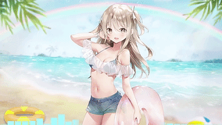 海滩与她