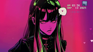 蒸汽少女/Vaporwave Anime girl (Media Player + Time & Date)