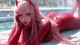 02Darling在游泳池/zero two 02 Darling in the Franxx alternative pool laying