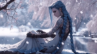 英雄联盟 金克丝 雪地版/jinx league of legends alternative snow sitting 动态壁纸 | 作者：SKT Kyllar