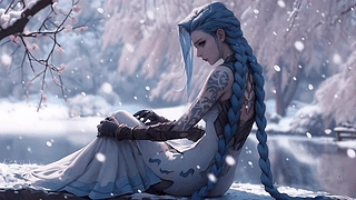 英雄联盟 金克丝 雪地版/jinx league of legends alternative snow sitting 动态壁纸 | 作者：Kyllar