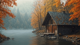 【秋寂林居】枫雾中的拓荒者木屋/cabin woods autumn