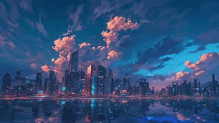 动漫夜空插画/anime night sky illustration
