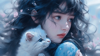 抱猫女孩