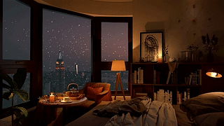 温馨雪夜房间