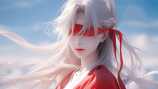 古风红装蒙眼女神