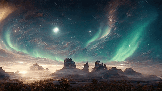 唯美梦幻极光夜空