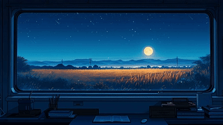唯美治愈窗外星空田野