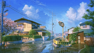 唯美雨天动漫街道