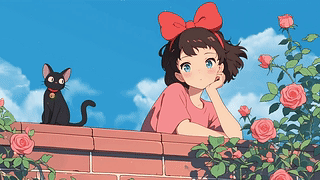 天台少女和猫 