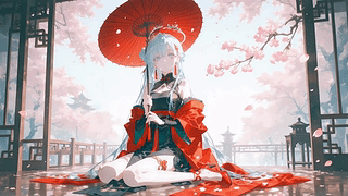 樱花油纸伞女孩