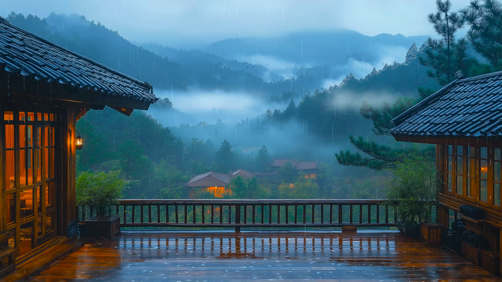 雨天云雾山庄