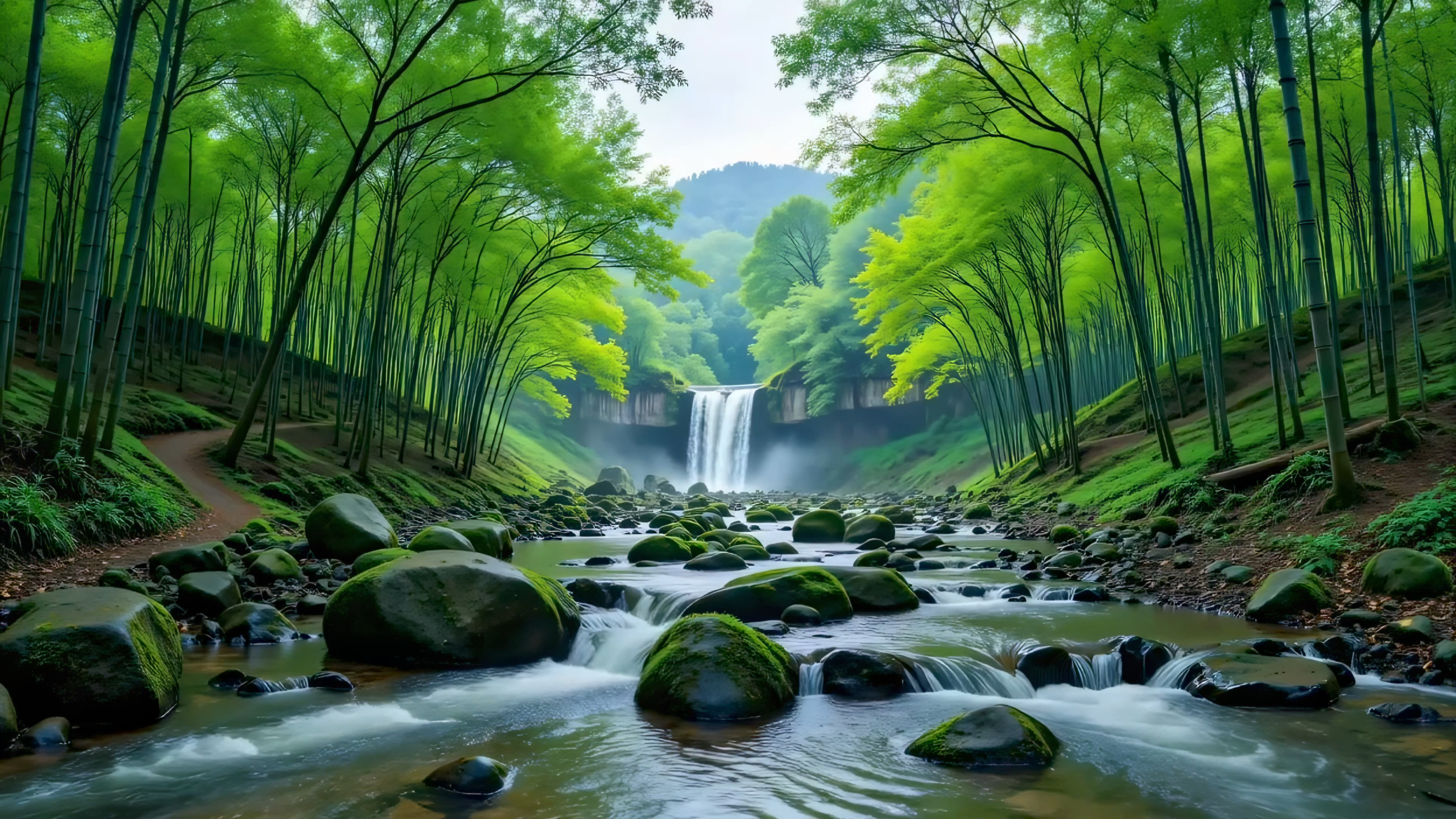 护眼溪边森林