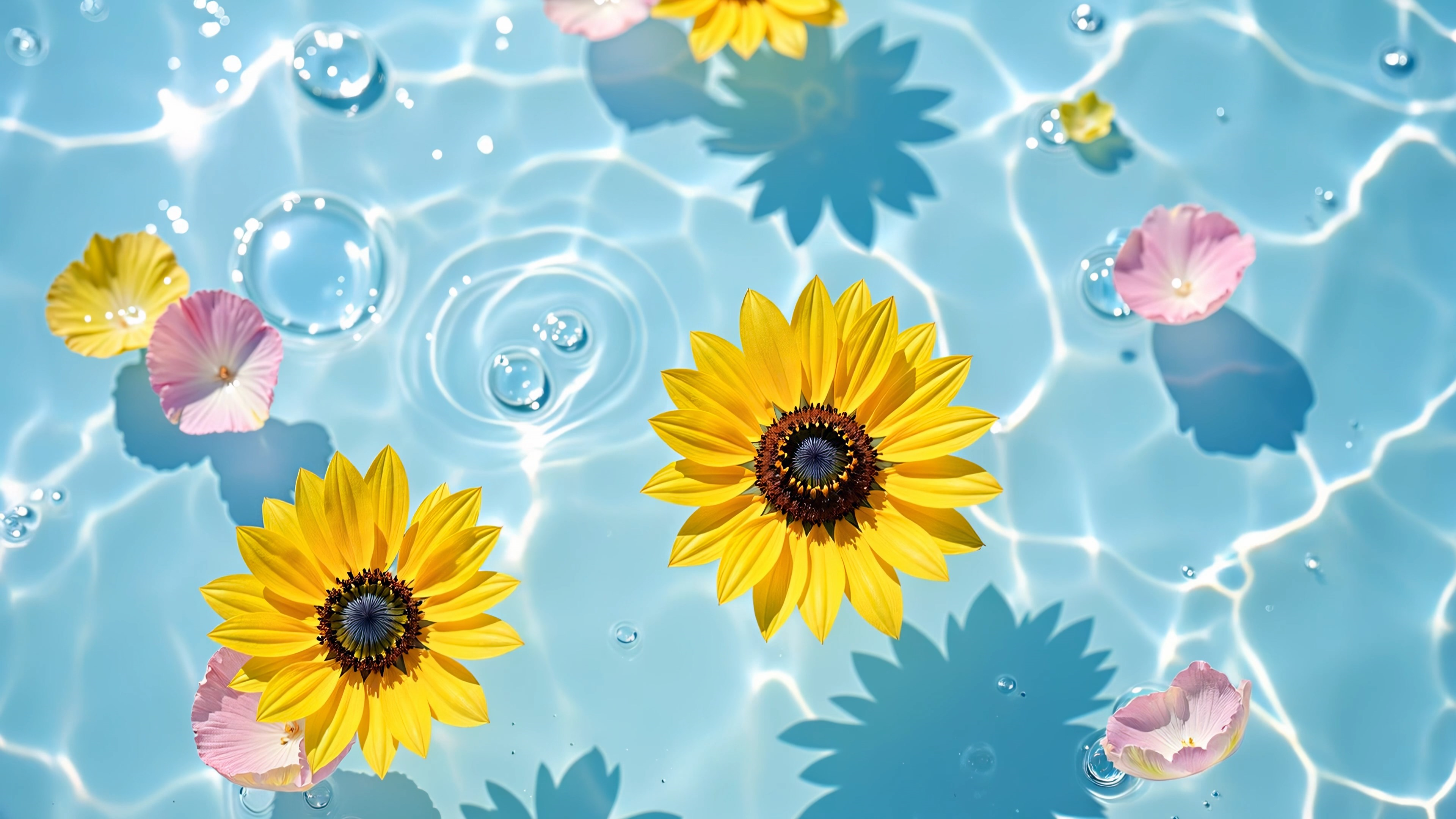 清凉夏日水面黄花