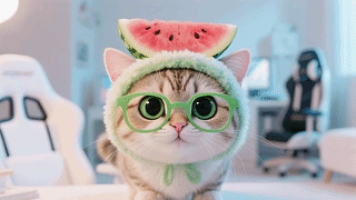 可爱的西瓜猫咪