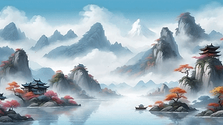 彩色山川
