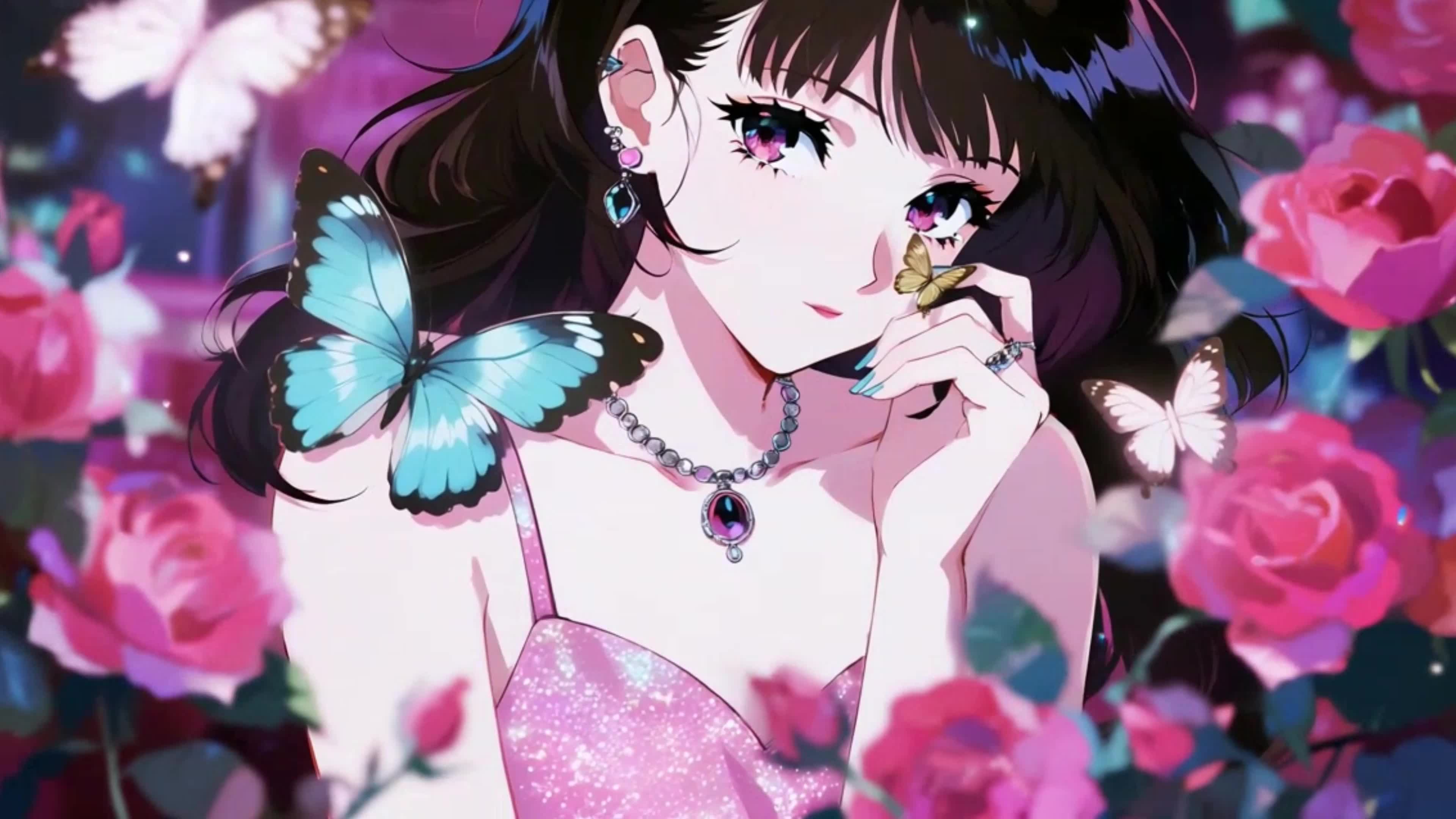 唯美花中蝴蝶少女