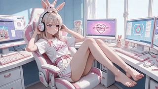 光脚电竞女孩4K循环壁纸