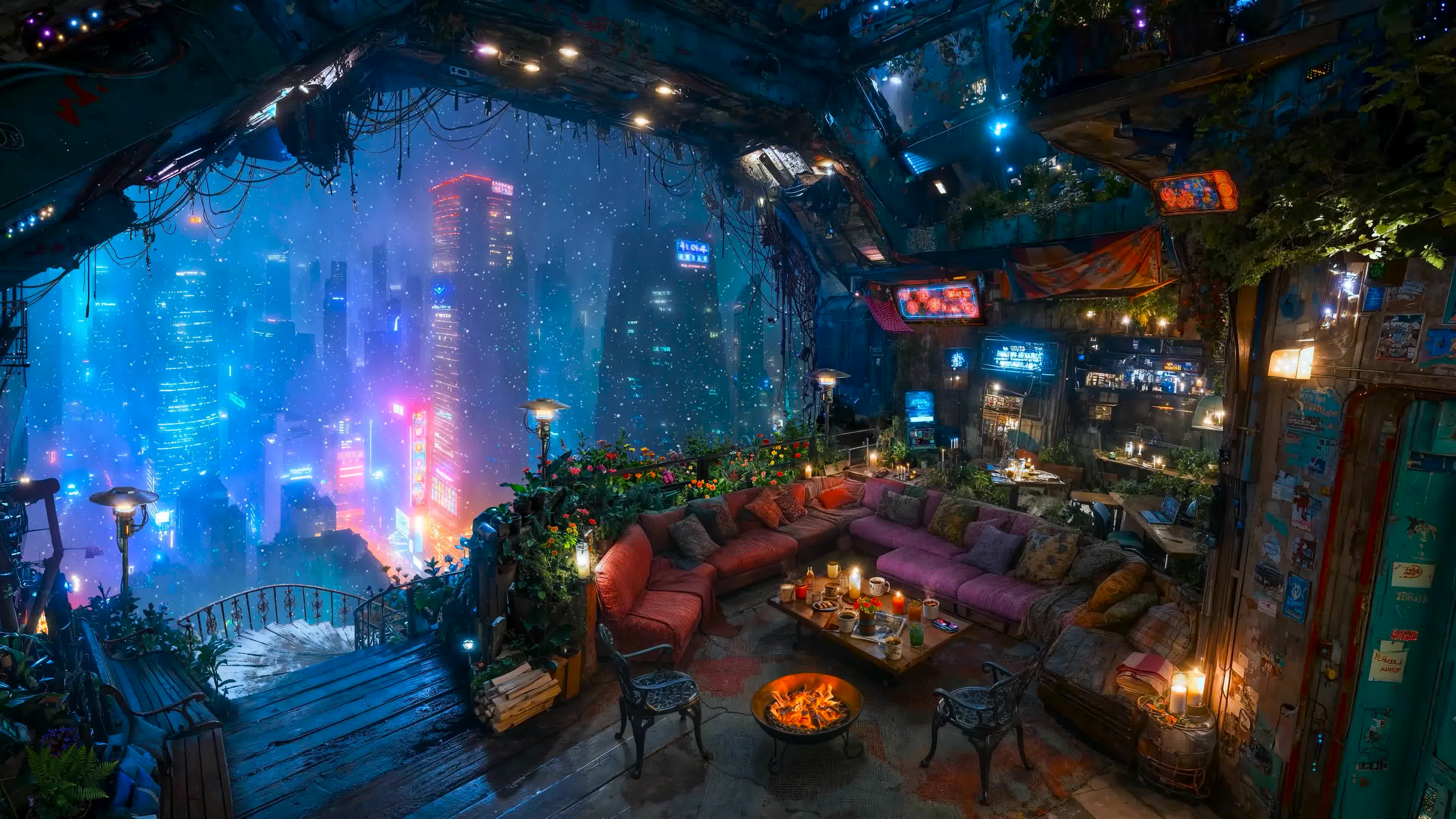 未来城市冬雪小屋