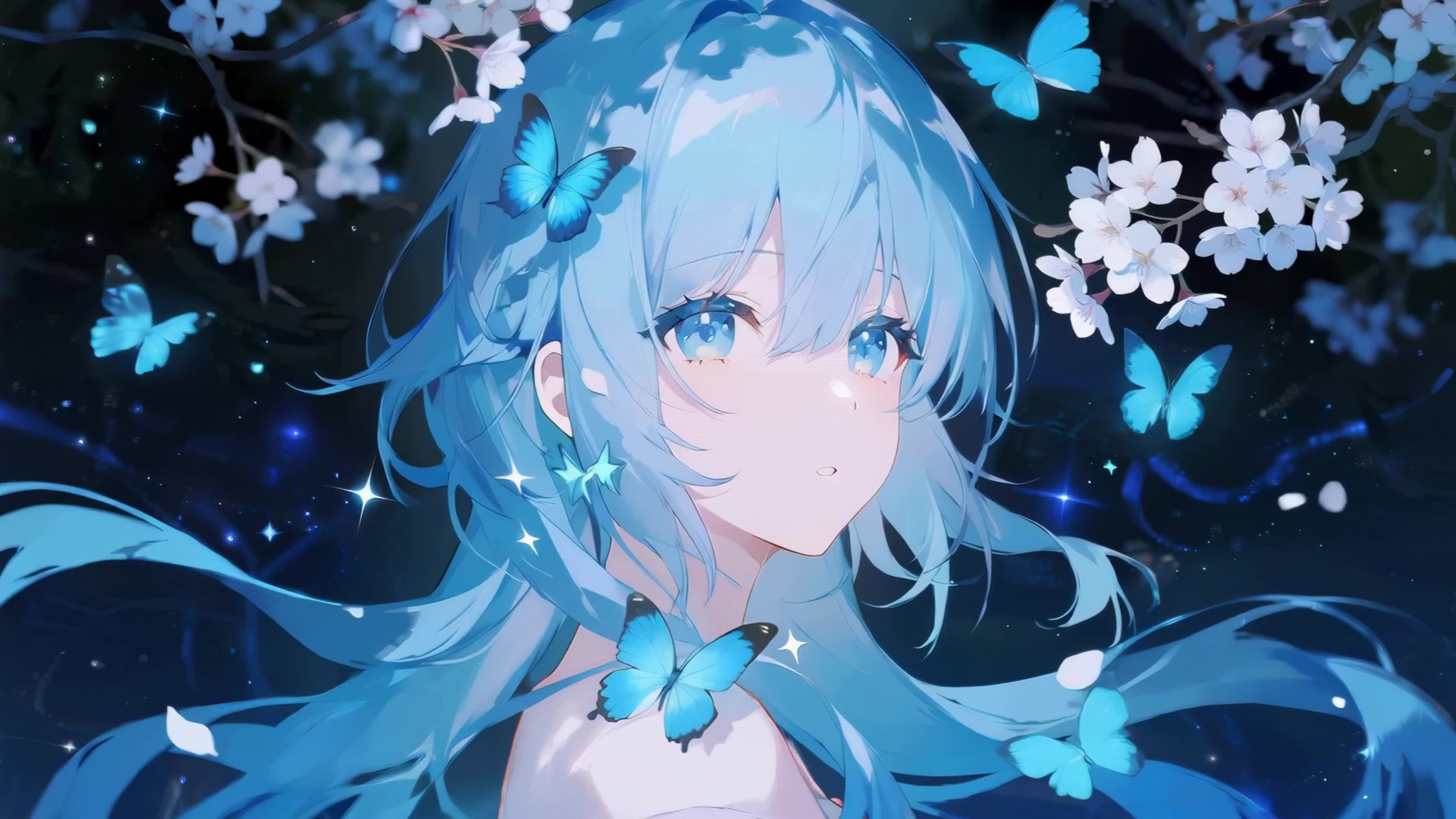 蓝色长发女孩