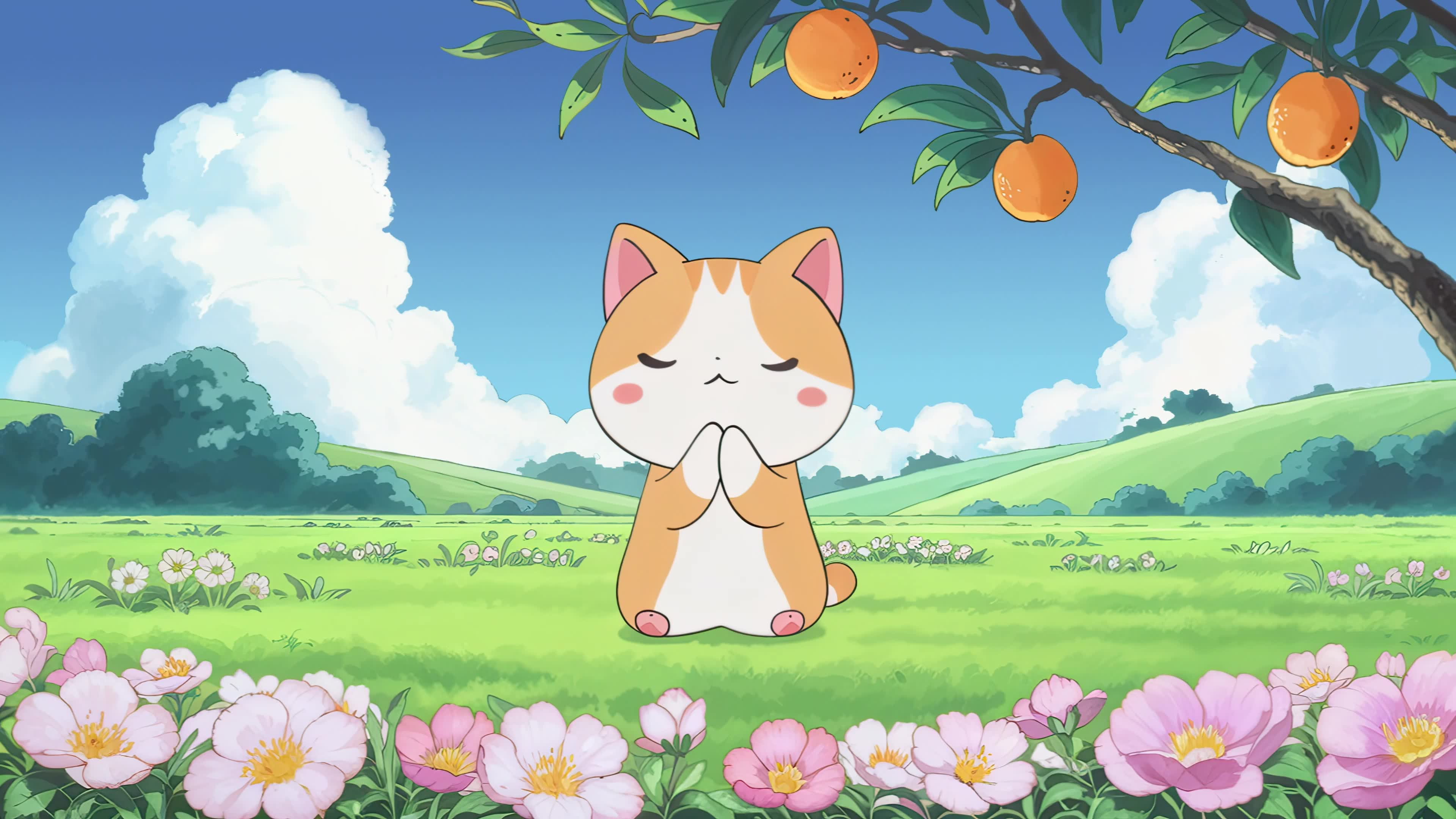 可爱祈祷猫咪
