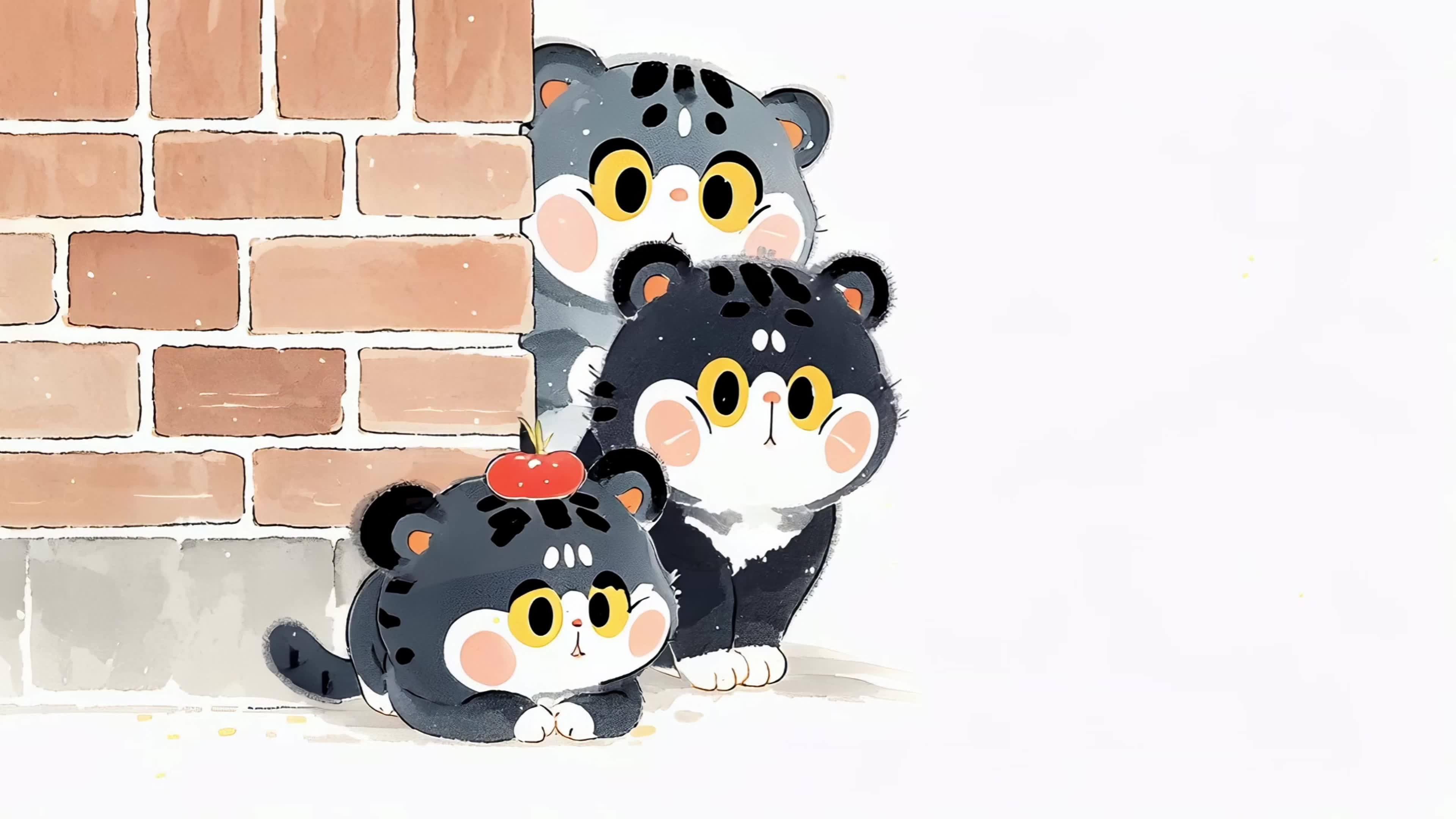 墙角的小猫们