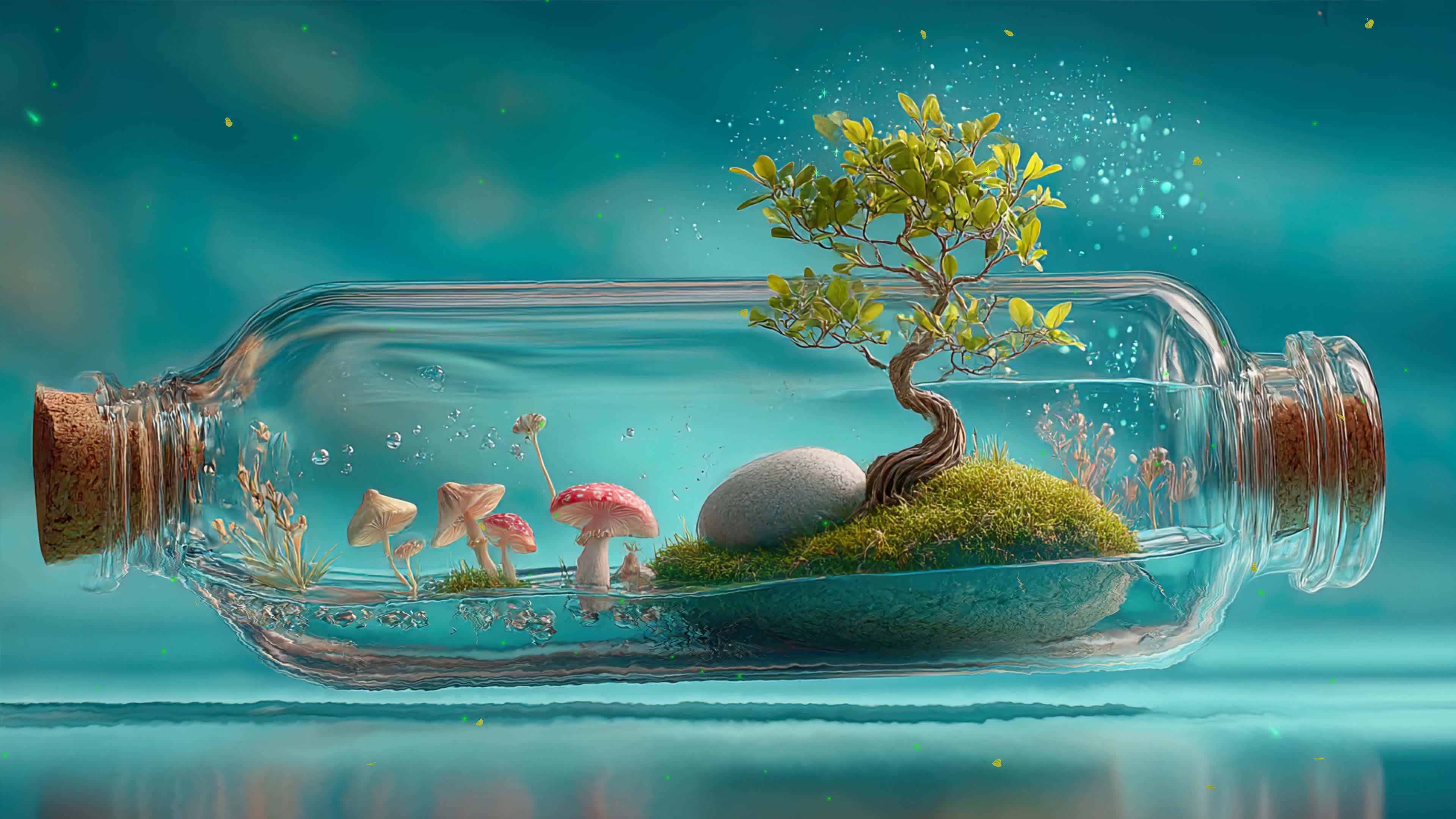 护眼水瓶树木绿景