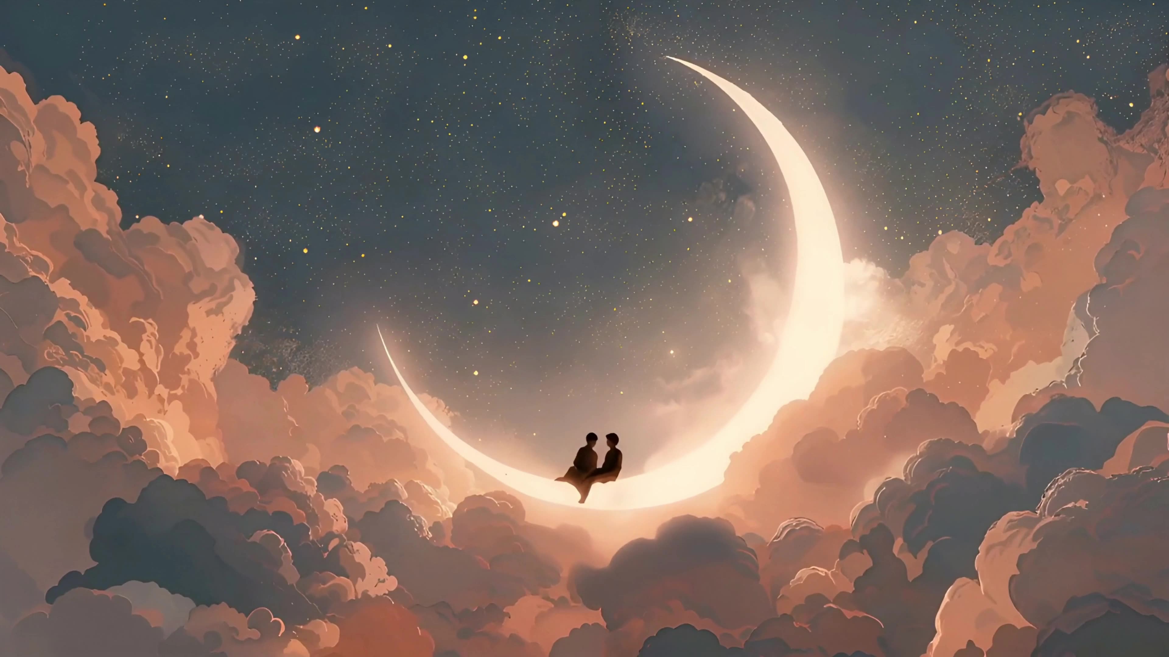 新月夜空 [4k壁纸]