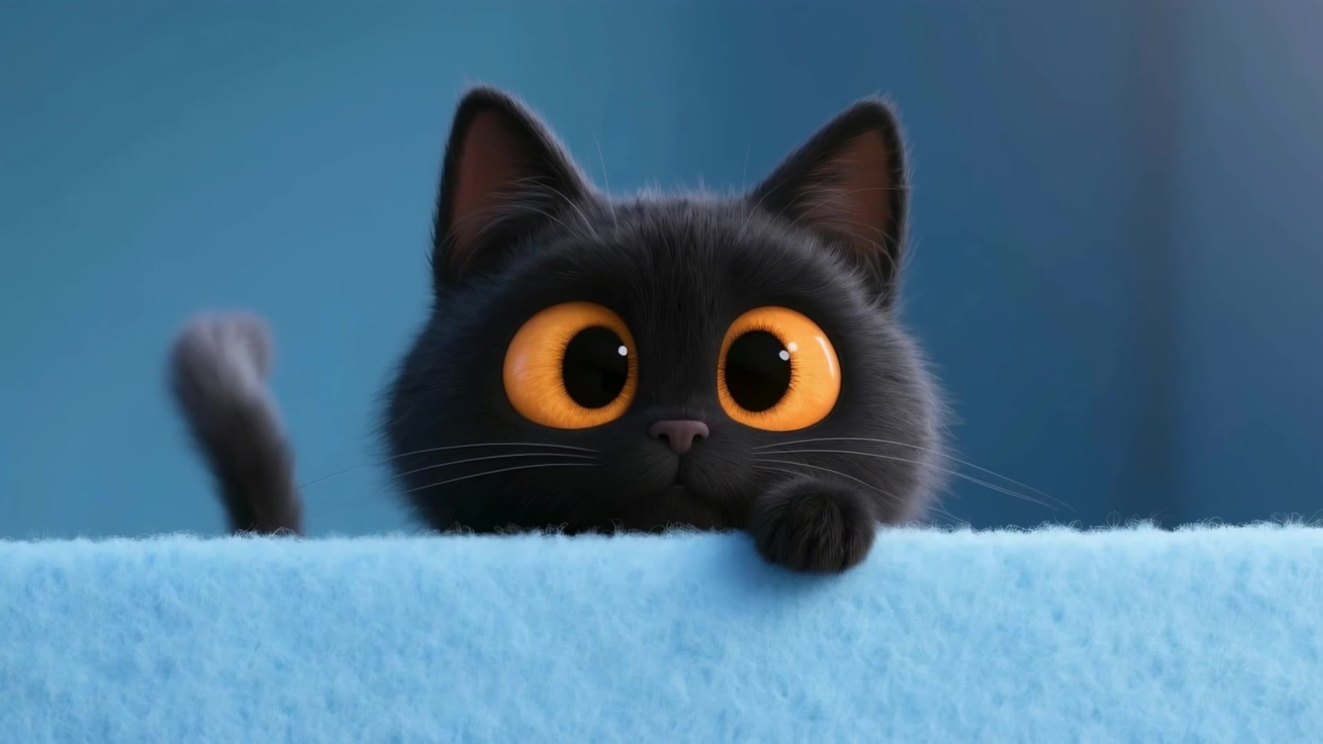 琥珀大眼的可爱小黑猫 [4k壁纸]