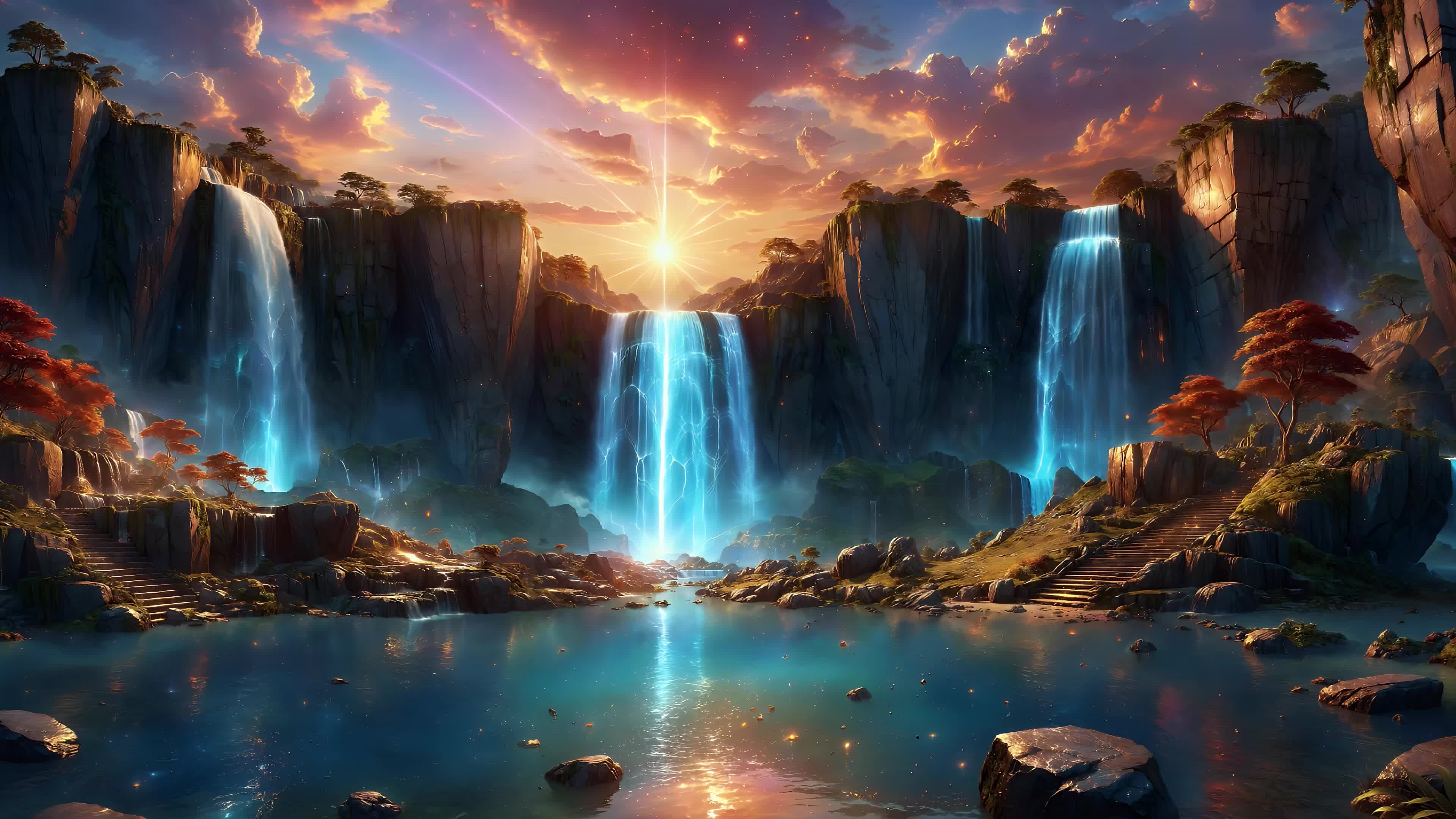 奇幻瀑布 [4k壁纸]