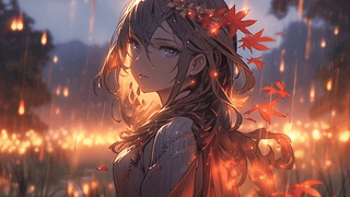 秋日动漫少女 | 金色夕阳氛围