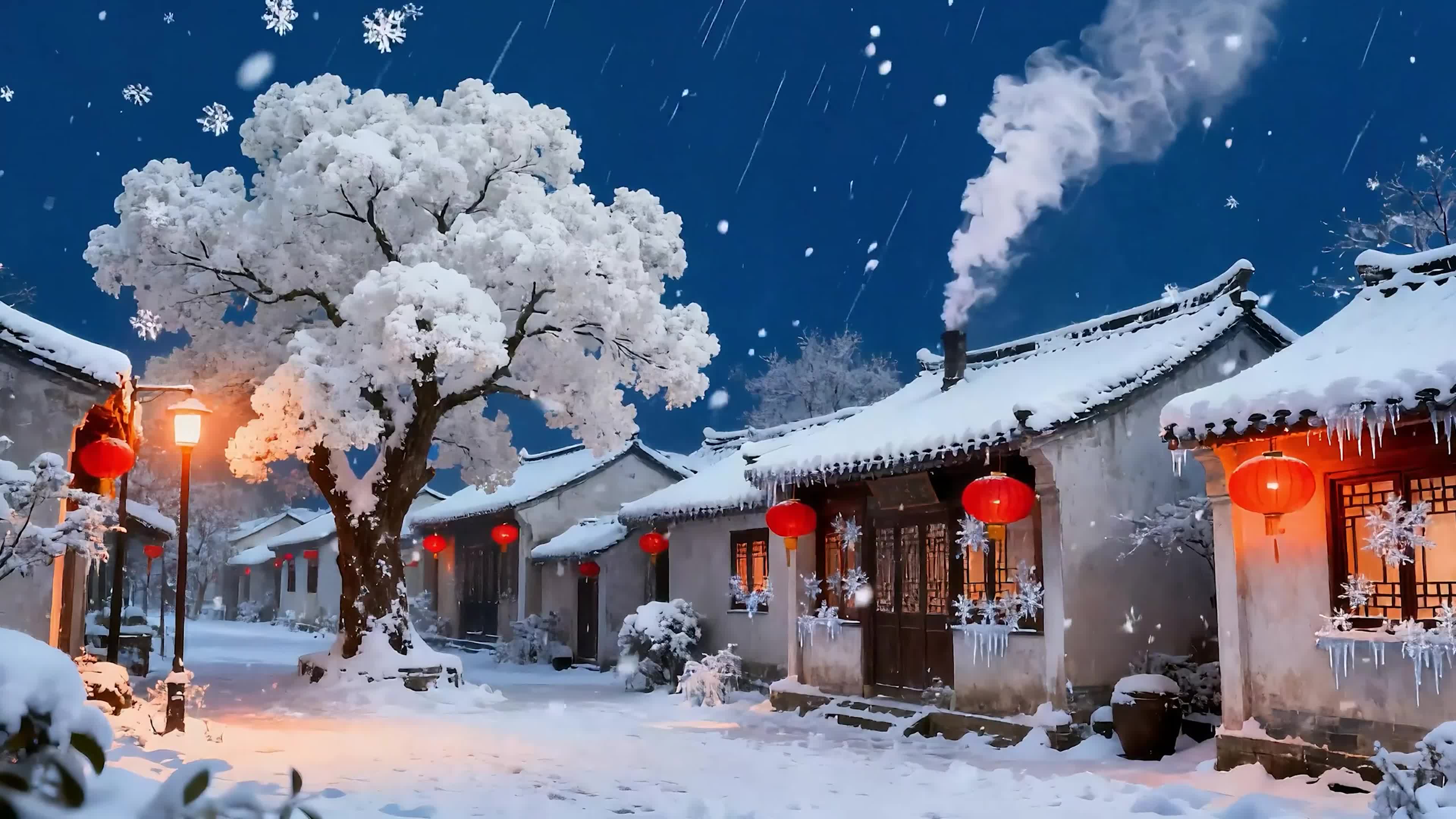 冬天家家户户灯笼