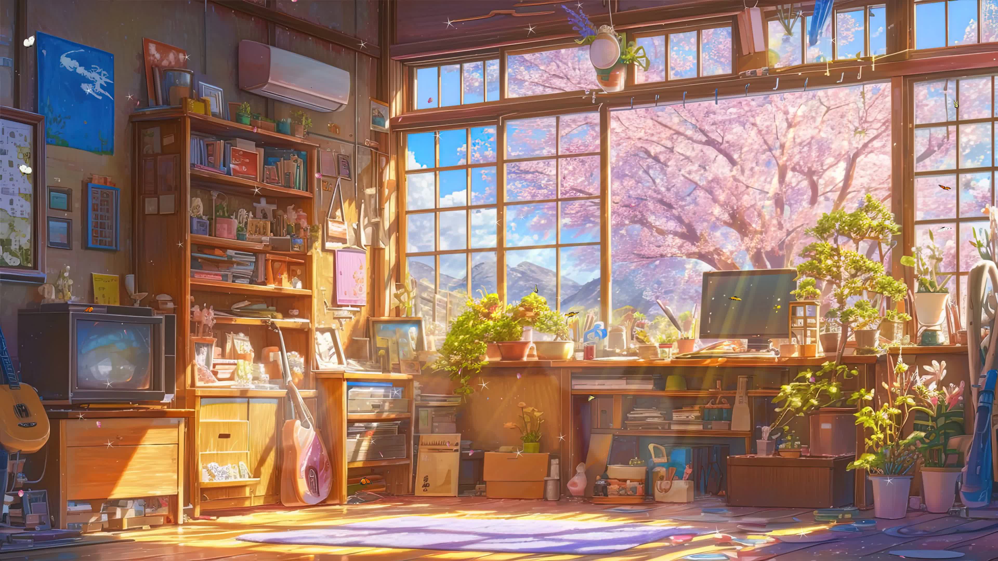 樱花树木房屋
