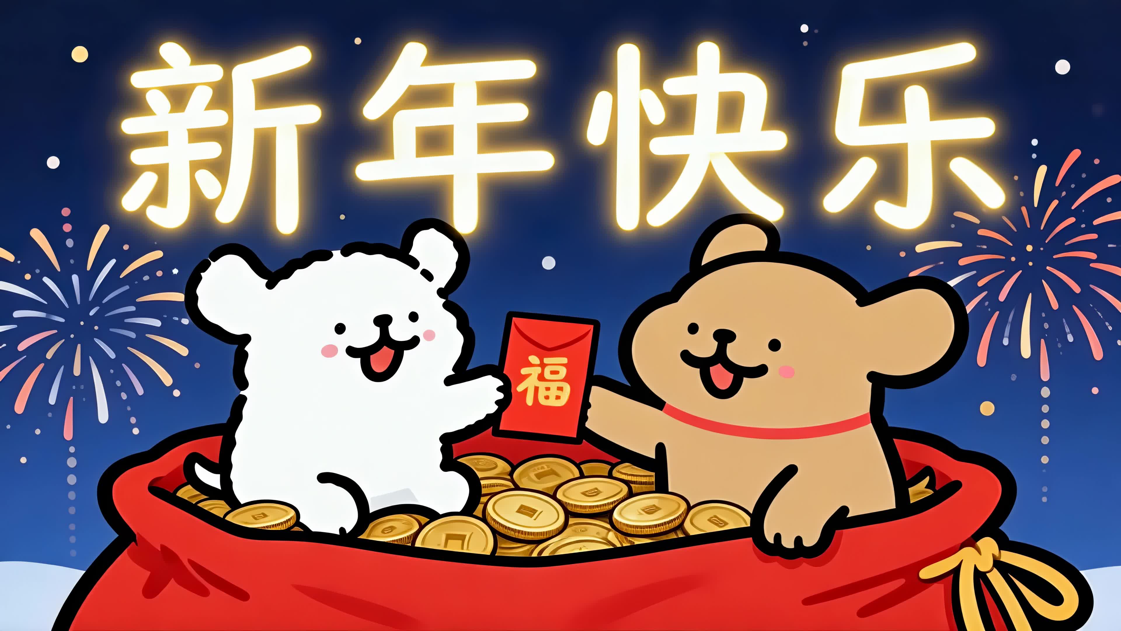 有钱花线条小狗