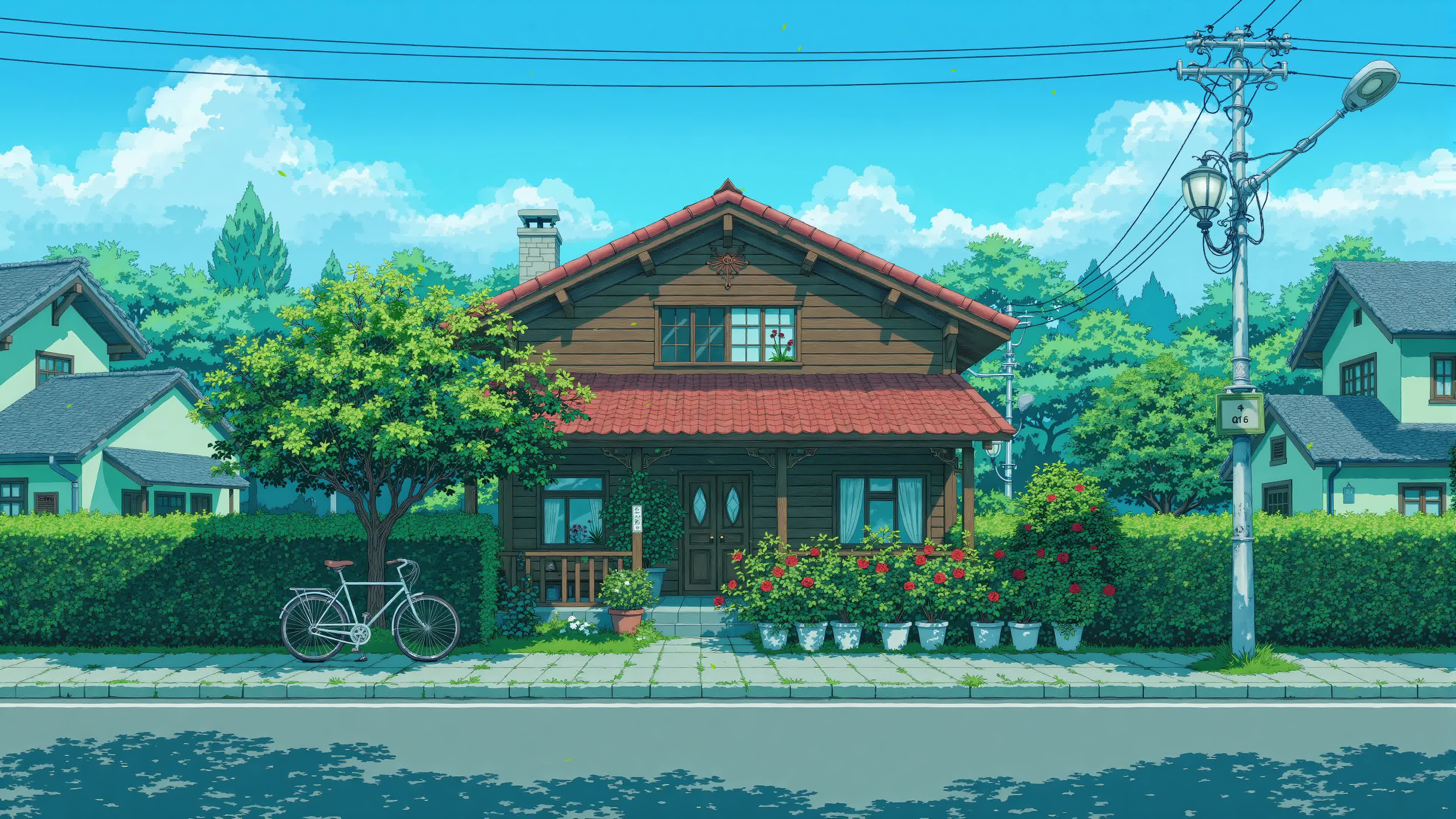 护眼乡村街道木屋