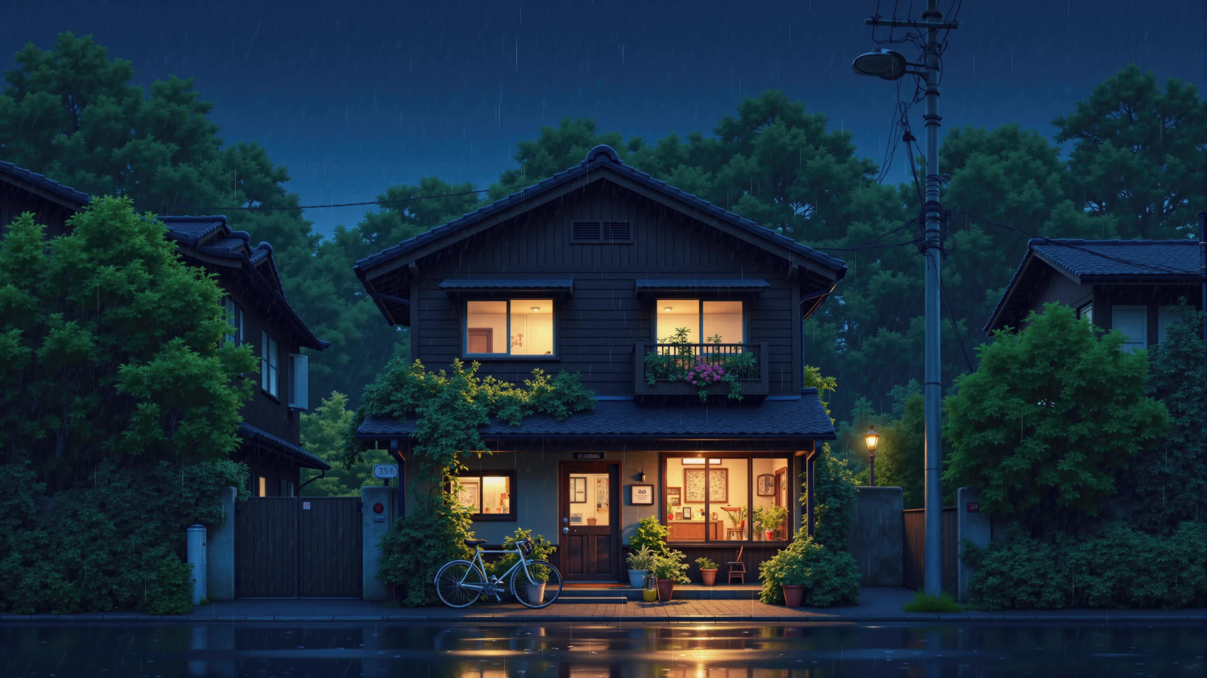 静谧街道木屋