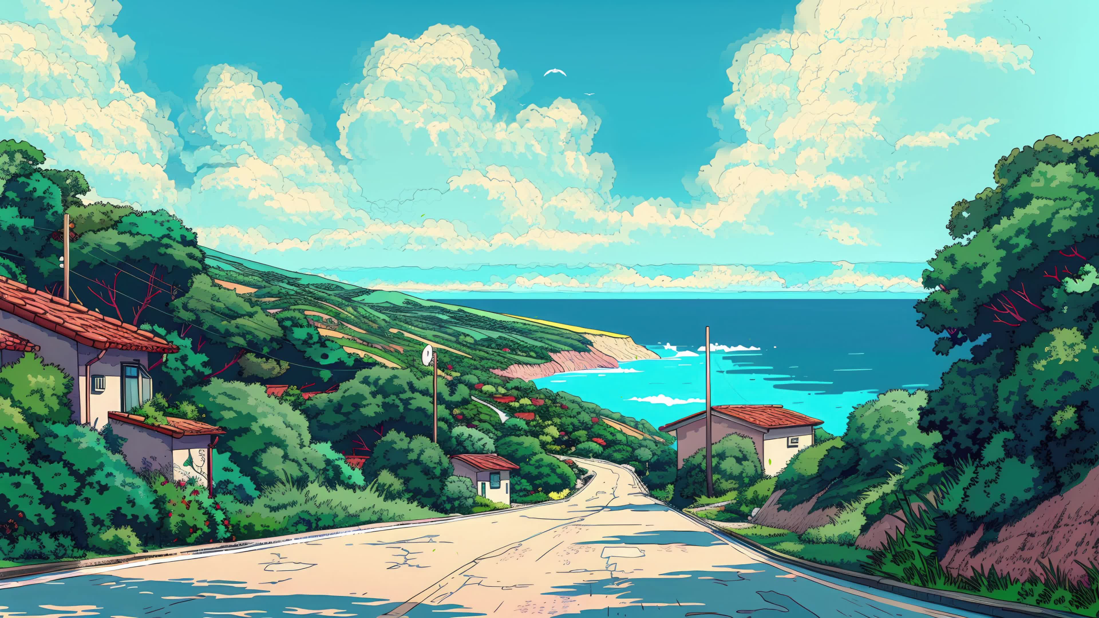护眼乡村海景