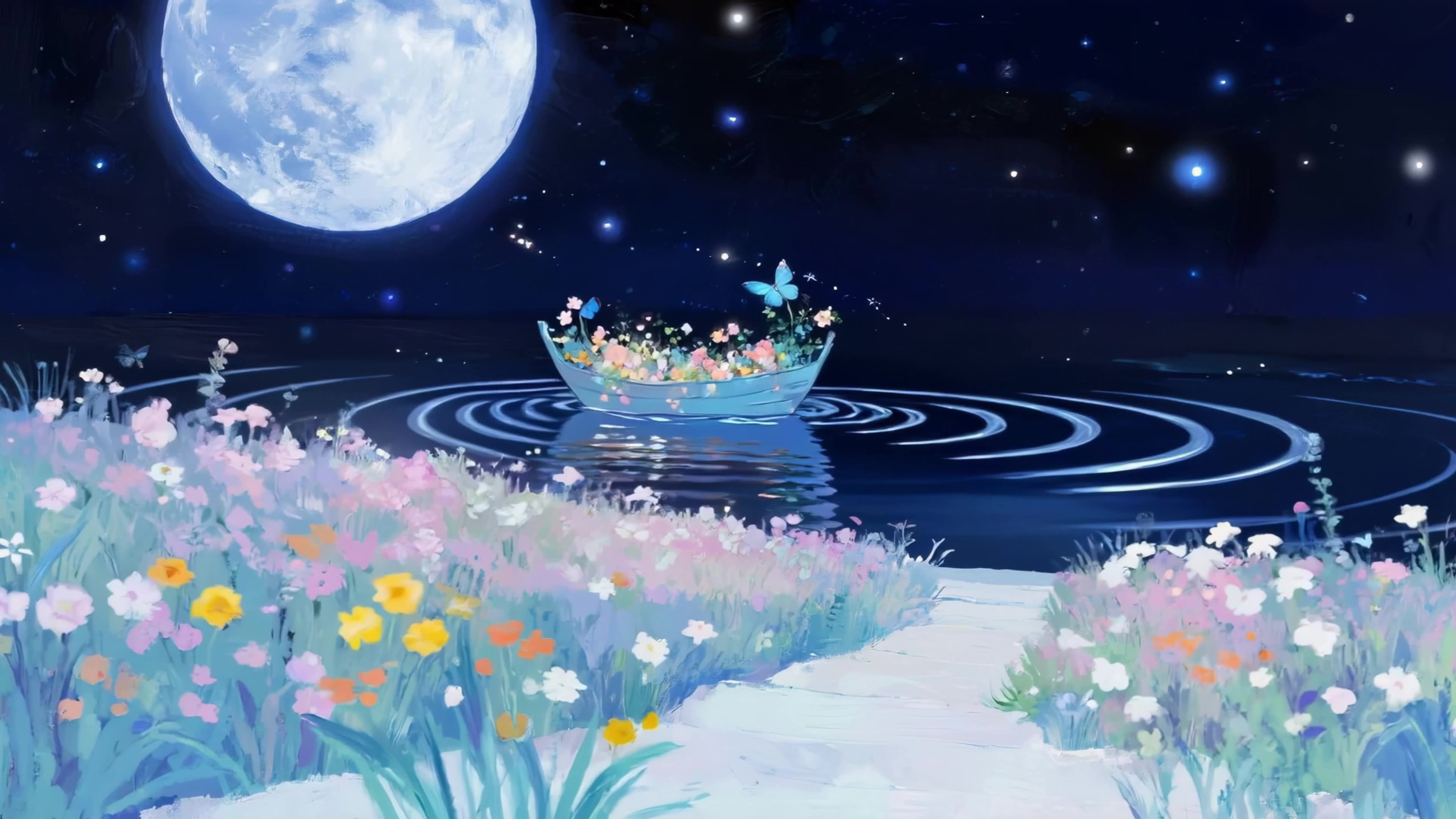 月下小花船