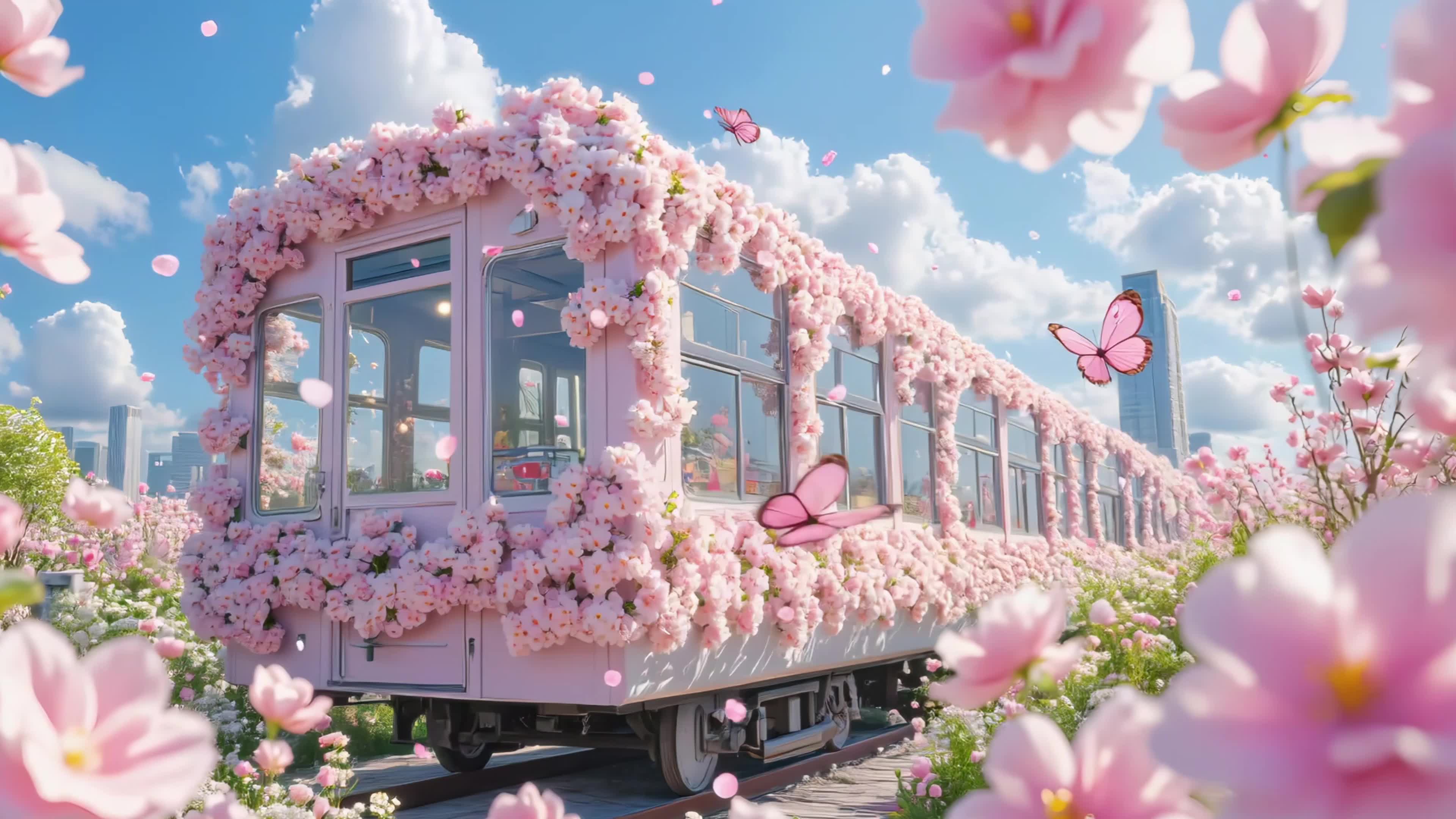 浪漫鲜花火车