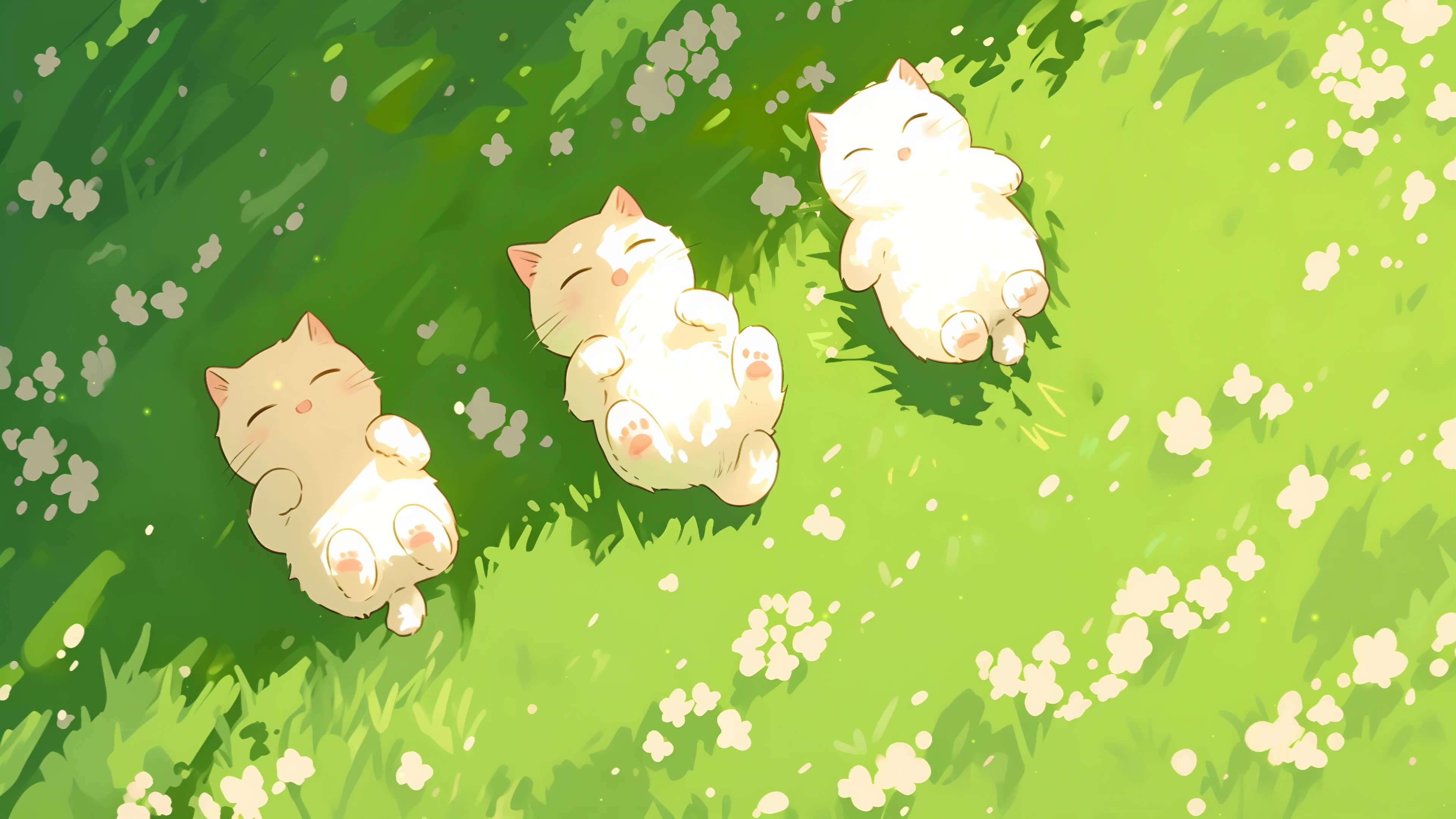 可爱草地猫咪