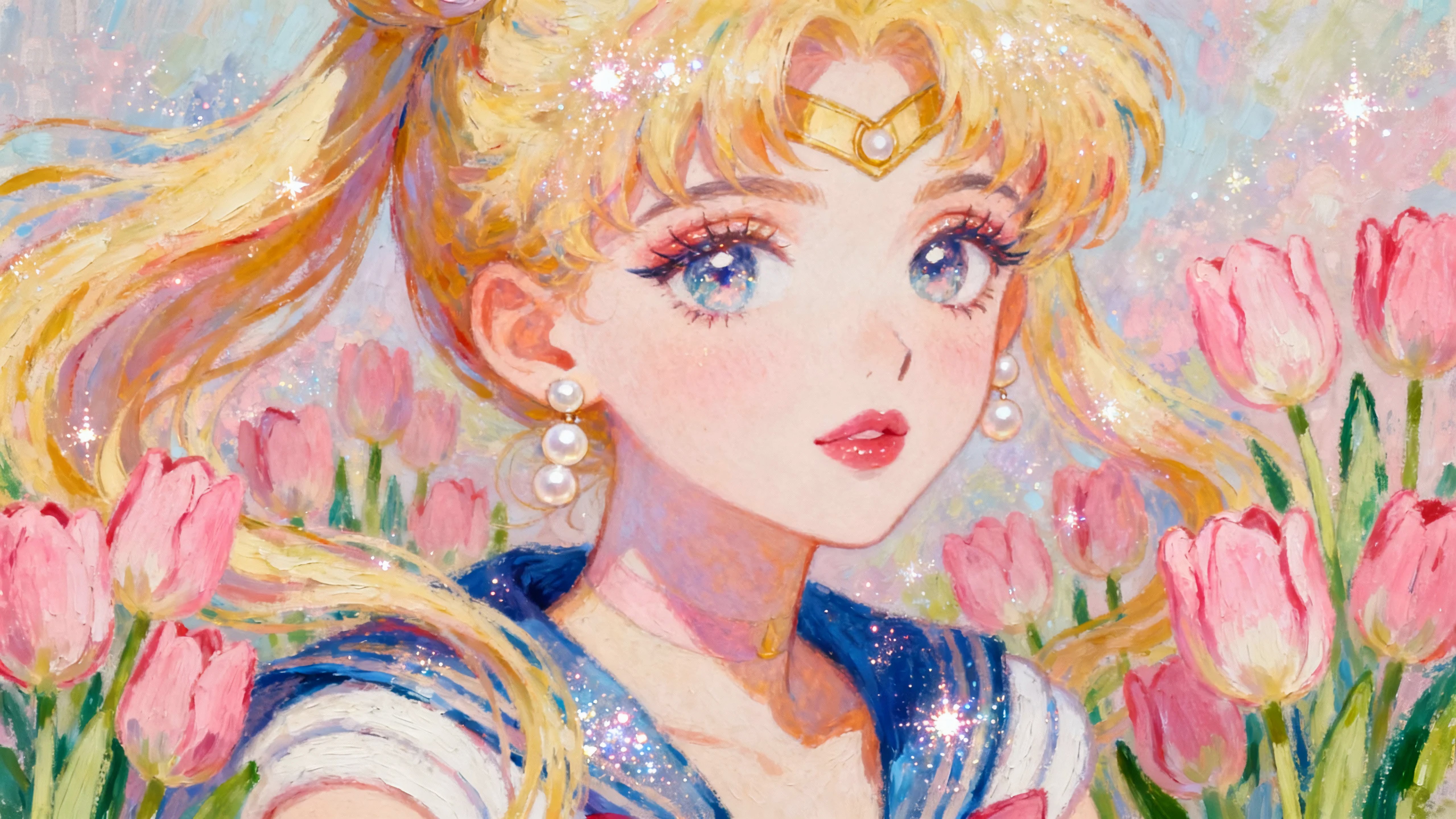 郁金香美少女插画