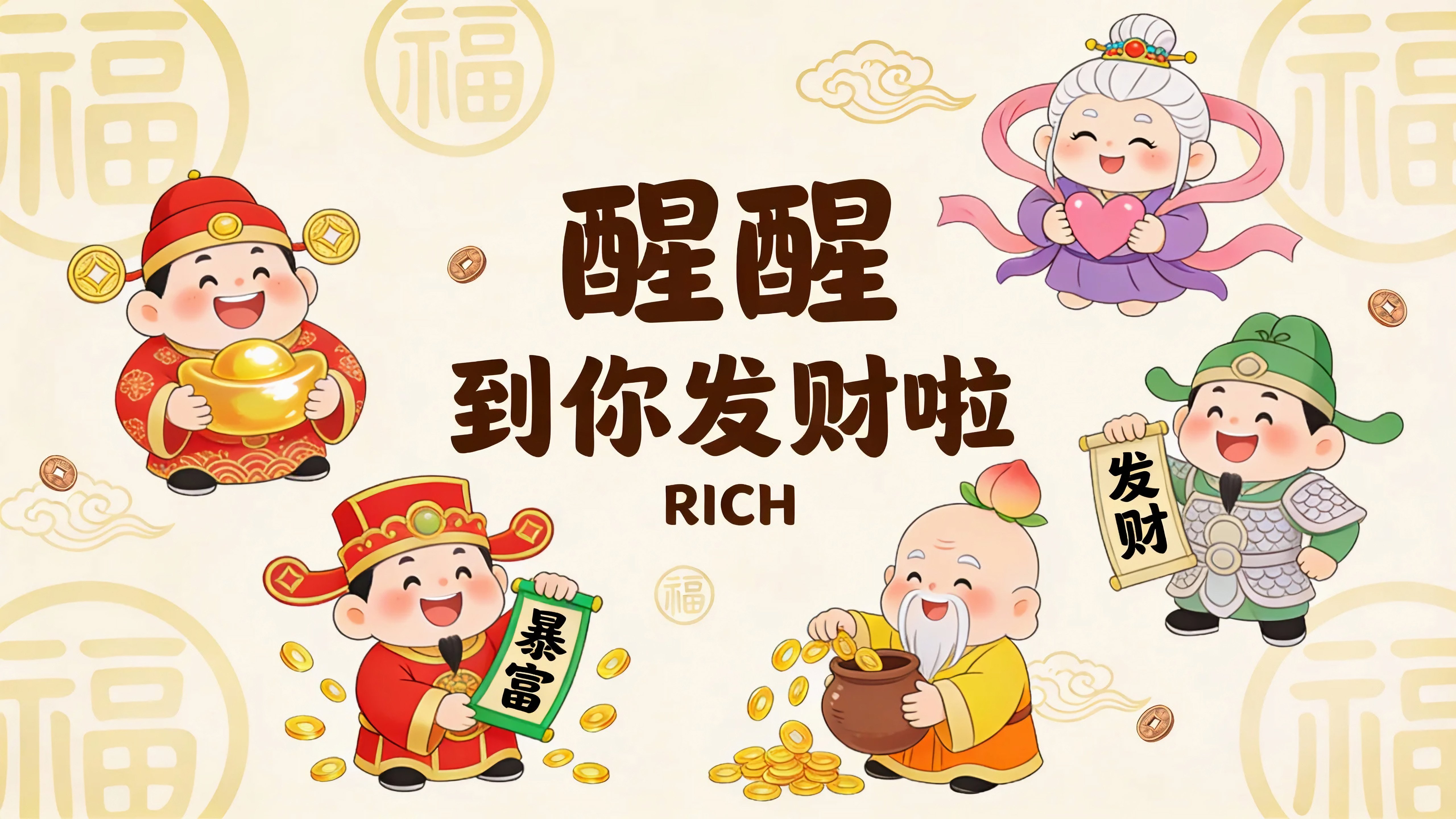 醒醒到你发财了