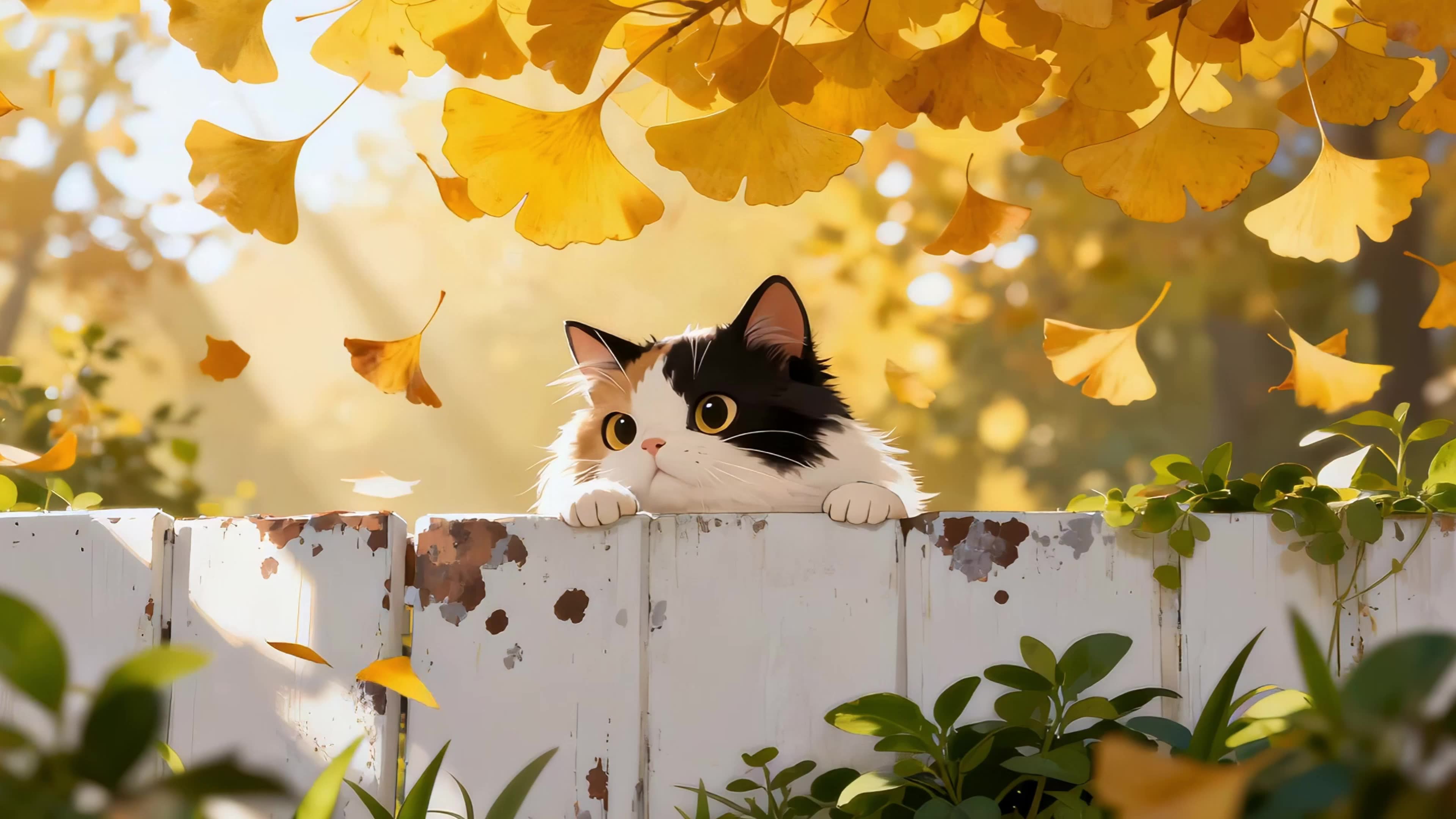 围墙边的猫咪